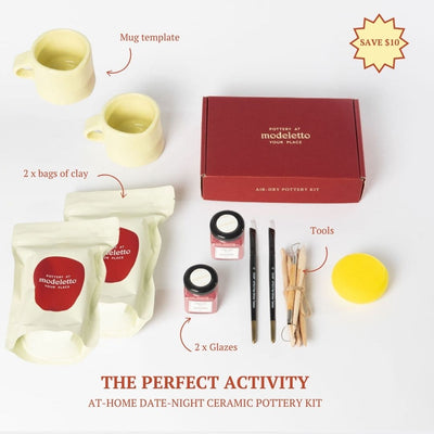 Date-night ceramic pottery kit bundle
