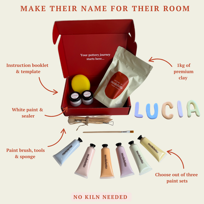 Nursery room letters air-dry pottery kit